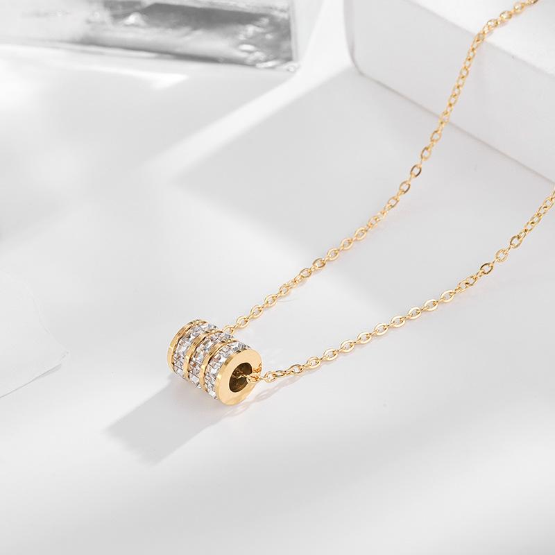 

Chains European And American Style Three-row Zircon Ring Clavicle Chain Fashion Rose Gold Rainy Stainless Steel Women's Necklace, Silver