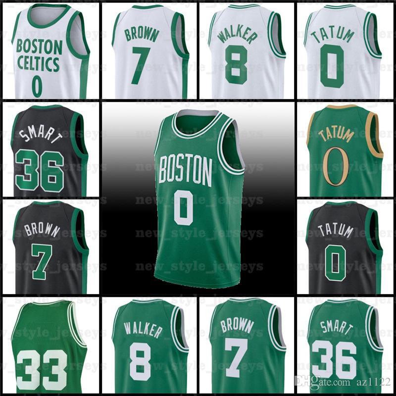 

Tatum 8 Kemba 7 Jaylen Walker 0 Jayson Brown 36 Marcus Men Smart Stitched Basketball Jerseys z14, Black;red