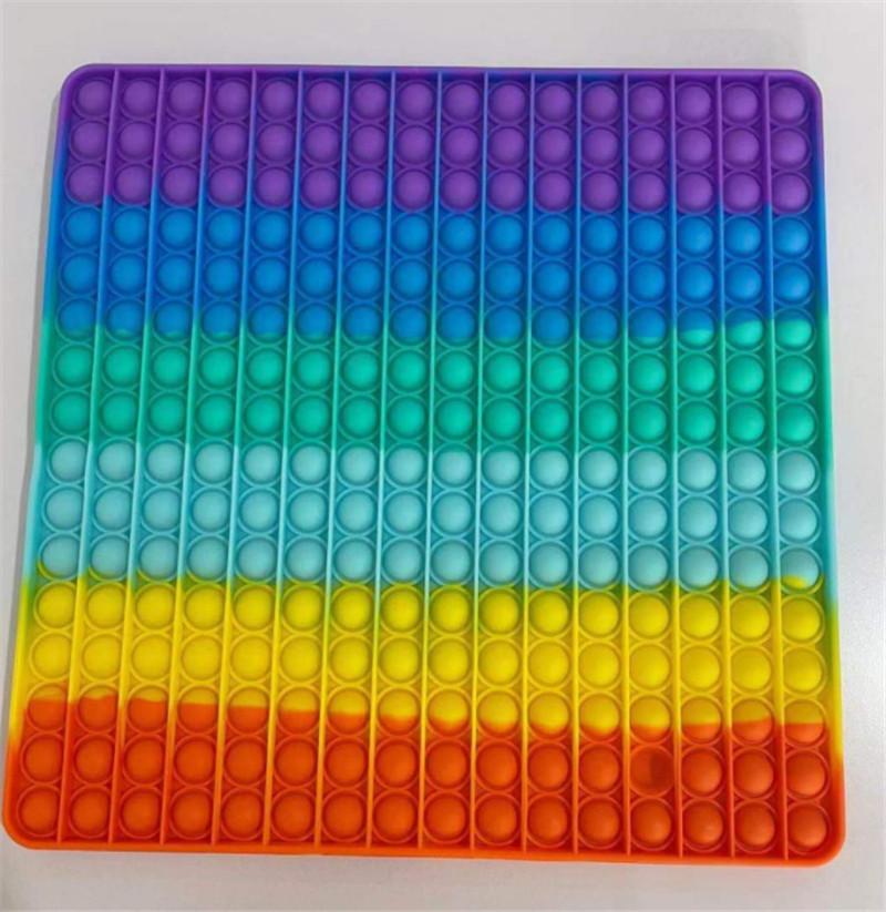 

30*30CM Big Size Rainbow Push Bubble Poppers Board Fidget Toys Mega Jumbo Sup Large POO ITS Finger Puzzle Stress Relief Game Anxiety Reliever