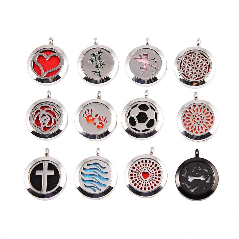 

Pendant Necklaces Wholesale 10pcs 25mm Essential Oils Locket Stainless Steel Perfume Diffuser Necklace