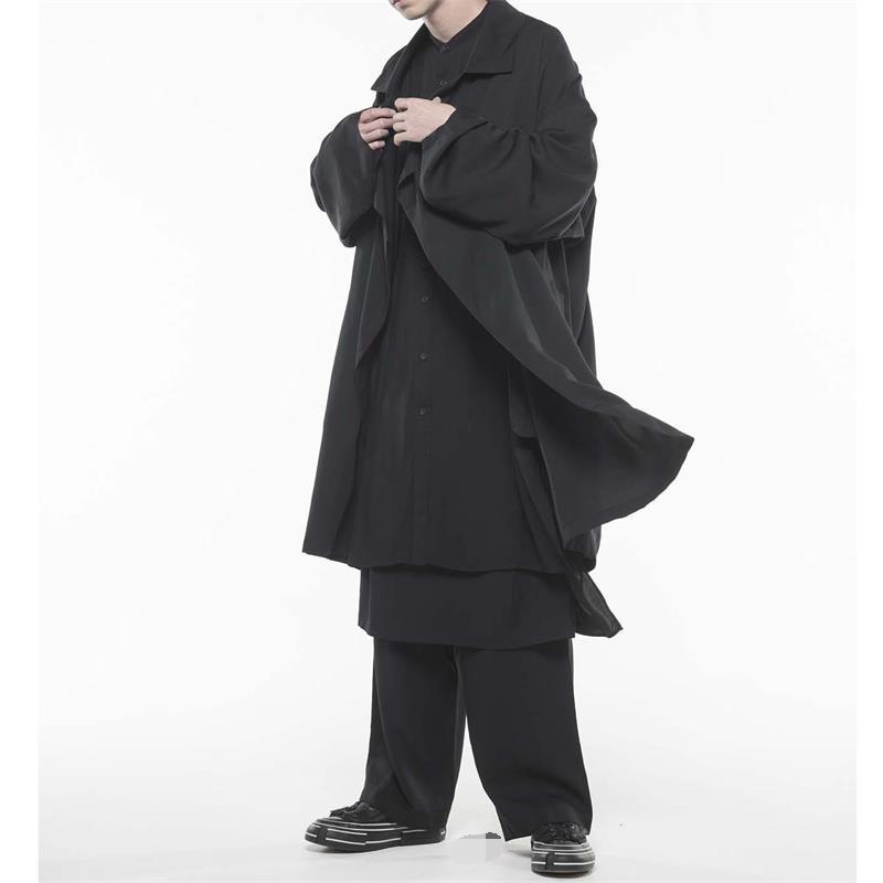 

Men' Trench Coats Loose Large Size Fashion Trend Windbreaker Youth All-match Long Leisure Coat Men And Women Couples, Black