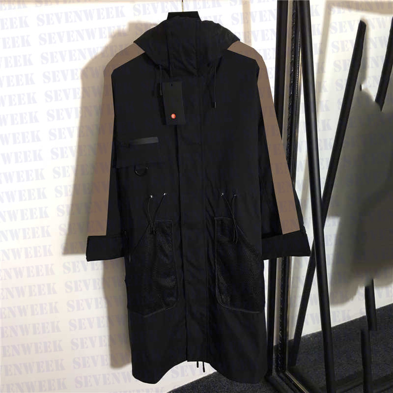 

Designer Hoodie Trench Coats For Women Long Styles Ladies Windbraker Jackets Autumn and Winter Outerwear, Black