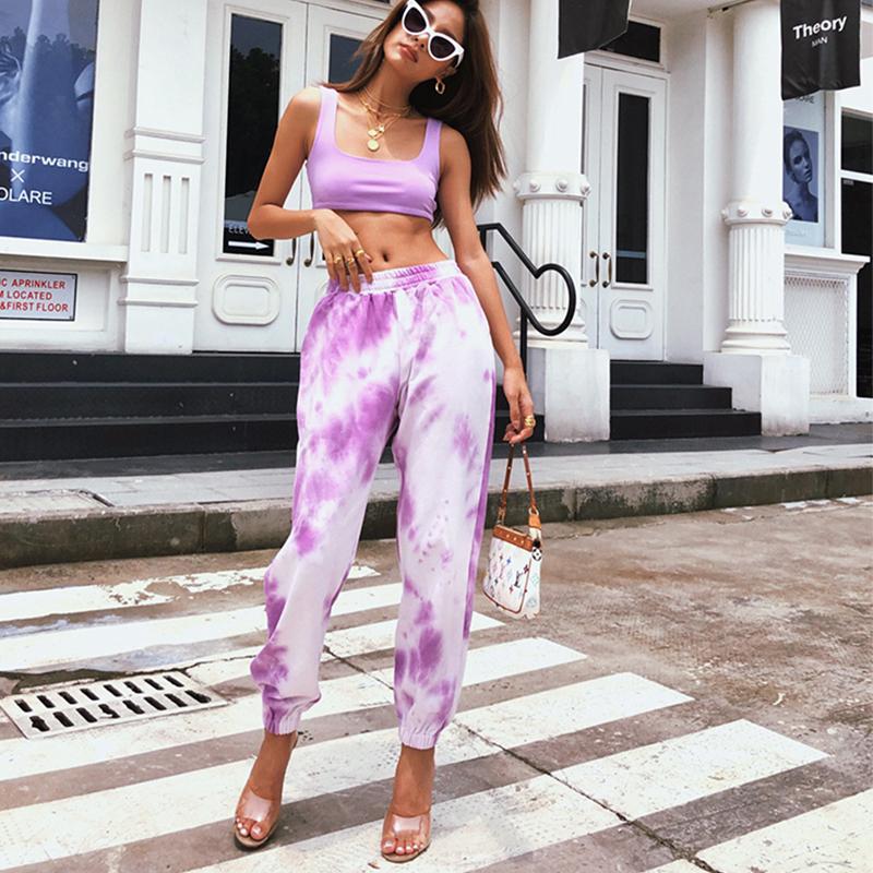 

Women' Pants & Capris 100%Cotton Purple Tie Dye Sweatpants Women Casual Streetwear Loose Shape Narrow Feet 2021 Autumn Fashion Elastic High, Green