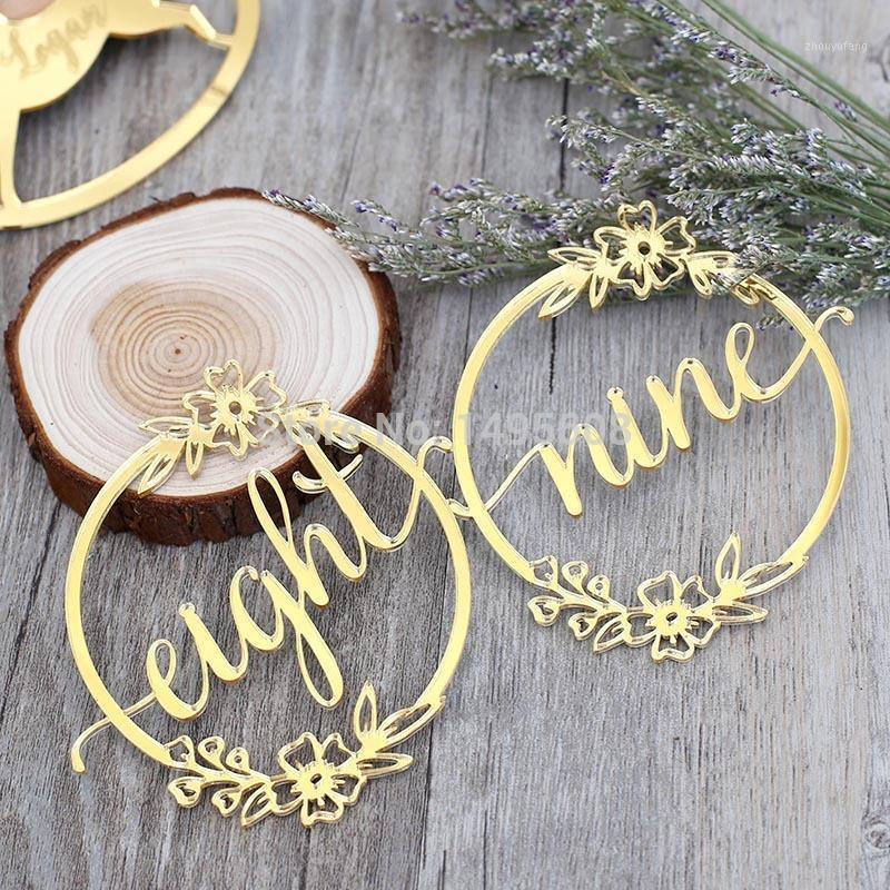 

Party Favor Customized Laser Cut Name Wreath Design Mirror Gold Or Sliver Setting Numbers,Vintage Cards Wedding Gifts For Guests