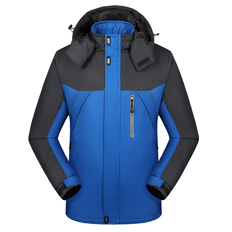 

Winter Plus Velvet Men Jacket Outdoor Hiking and Fishing Clothes Rainproof Sports Hooded Windbreaker Jacket, Black;brown