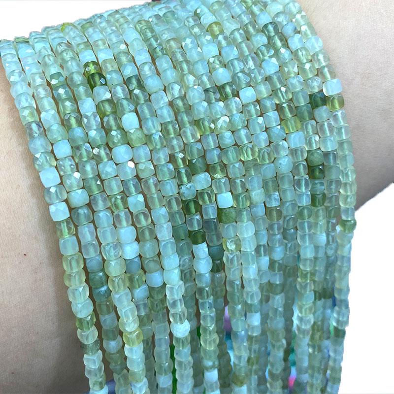

Other Fine 100% Natural Stone Green Jade Faceted Square Gemstone Spacer Beads For Jewelry Making DIY Bracelet Necklace 4-5MM