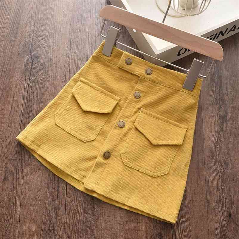 

Girl Casual Skirts Autumn Cute Girls Princess Denim Children Button Kids Baby Suits 3 7Y 210429, Af220 beige
