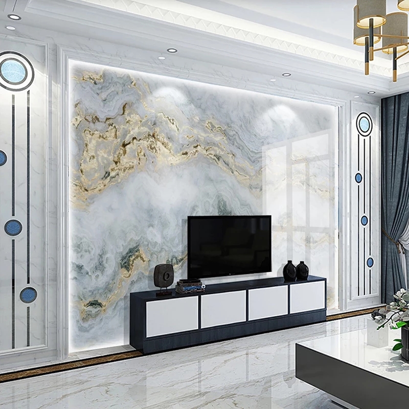 

Photo Wallpaper Modern 3D Blue Gilt Marble Mural Living Room TV Sofa Hotel Creative Luxury Backgorund Waterproof, As show