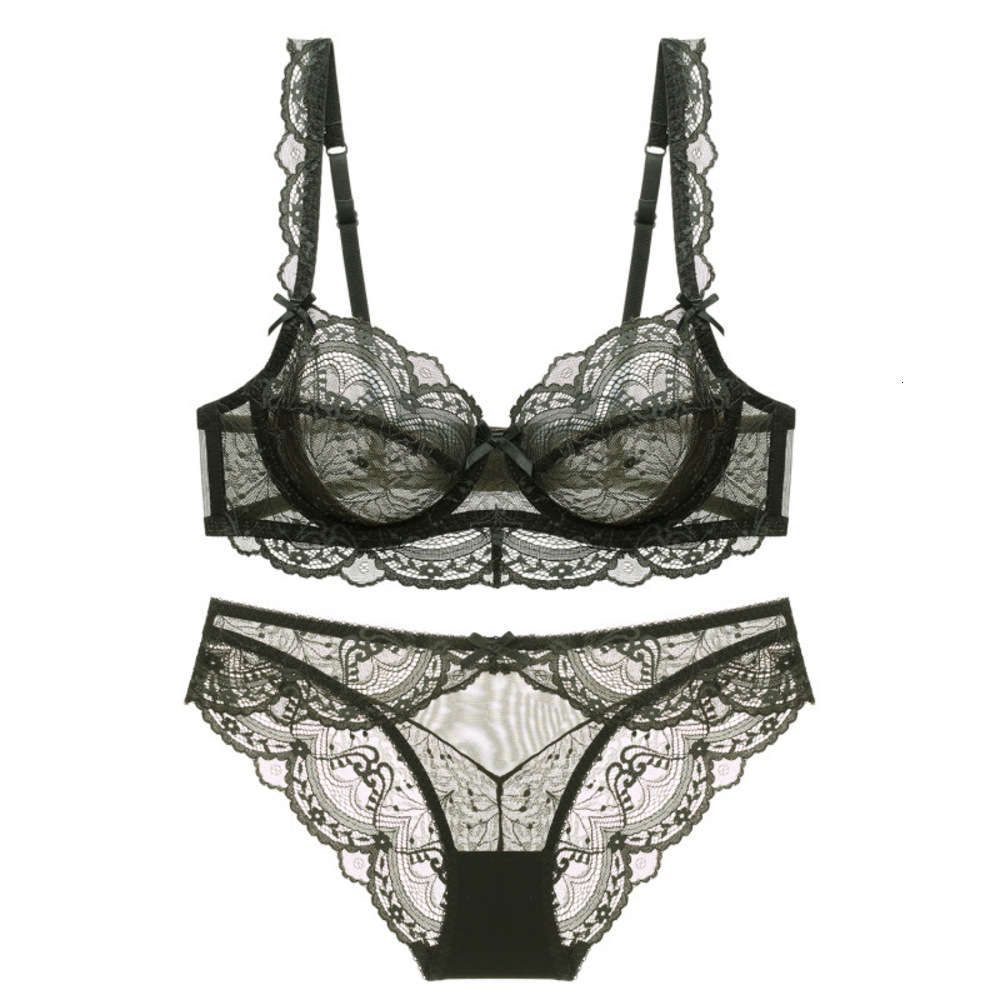

New ultra thin cut-out women's underwear with big chest showing small Lace Sexy Bra suit bra, Black;white