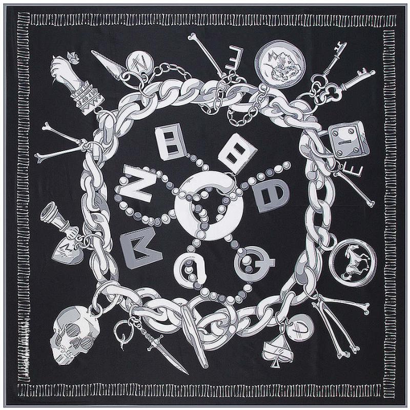 

Scarves Twill Silk Scarf Women Luxury Spain Chain Skull Print Square Shawls Wraps Brand Hijab Foulard Bandana Big Neckerchief