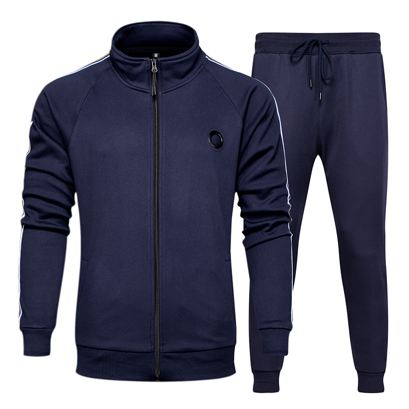 

Men's Striped Sportswear Casual Men Tracksuits 2 Pieces Set Spring Autumn Sweatshirt+Pants Sets Brand Sports Suit, Blue