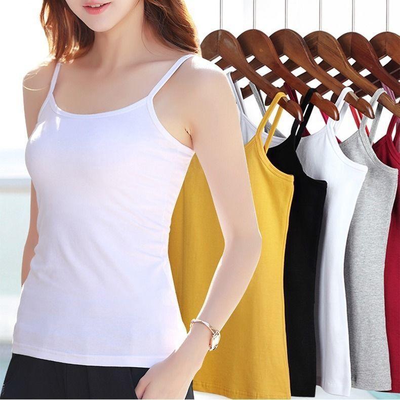 

Women' Tanks & Camis Solid Color Small Suspender Vest Women Slim And Versatile Top Bottomed Shirt Tank Womens Tops, White