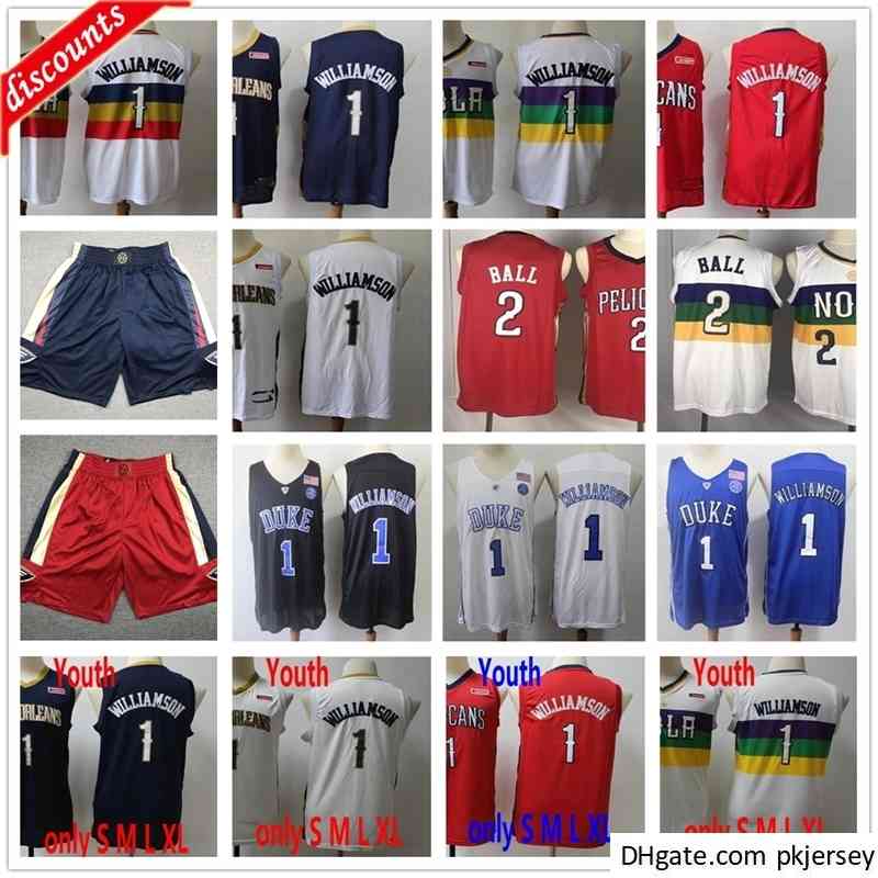 

2020 New 1 Williamson Jerseys Best Quality Cheap Lonzo 2 Ball Basketball Jersey College Blue White Red Man Kids Youth, Black;red