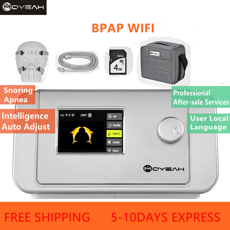 MOYEAH BPAP Snoring Machine Portable Breathing Device With Wifi Internet & Nasal Mask Strap Tube Filter Bag For Sleep Apnea-image-707427015