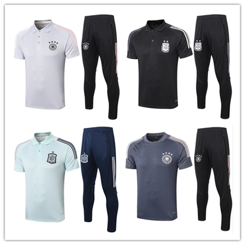 

2021 Argentina short sleeve polo tracksuit jersey 20 21 Spain Germany Training suit slevees 3/4 pants REUS MESSI DYBALA AGUERO RAMOS footbal, Black