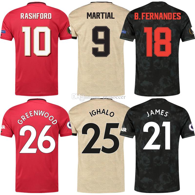 

Manchester 2019/20 Man Soccer Jerseys Greenwood Rashford Pogba Lingard Martial United Football Shirt Utd Kit, Black;yellow