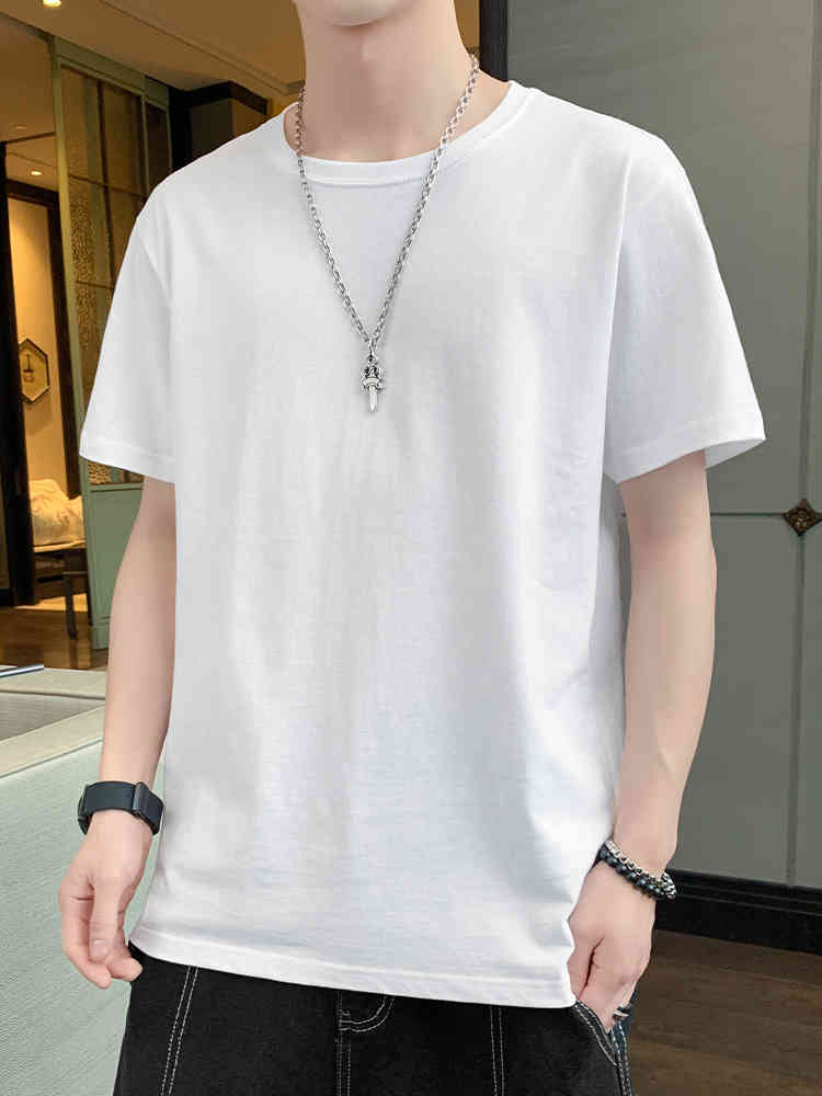 

2021 Summer New Short Sleeve T-shirt Men's Loose Fashion Half Sleeve, White;black