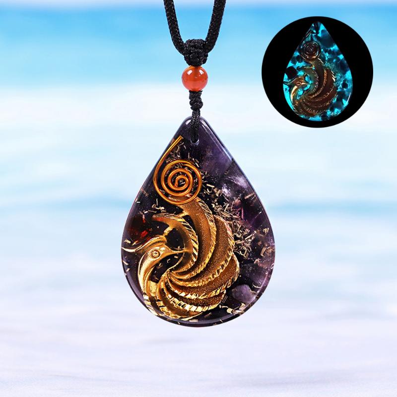 

Pendant Necklaces Orgone Phoenix Bird Glow In The Dark Necklace Rising For Men Women Firebird