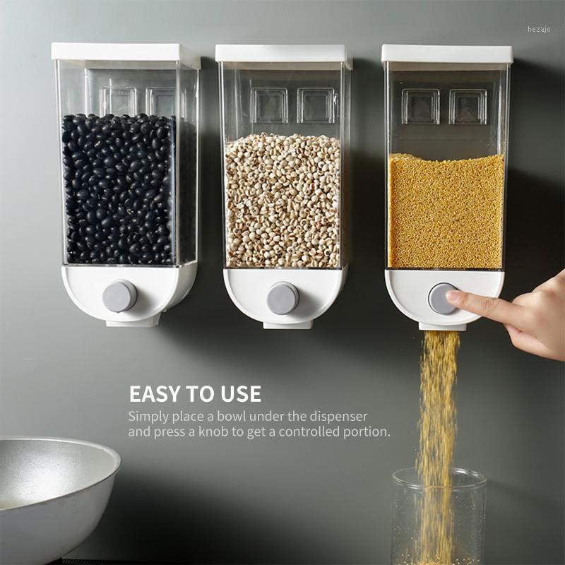 

Storage Bottles & Jars 1000/1500mL Dry Food Dispenser Nail-free Cereal Wall-Mounted Kitchen Container Organizer