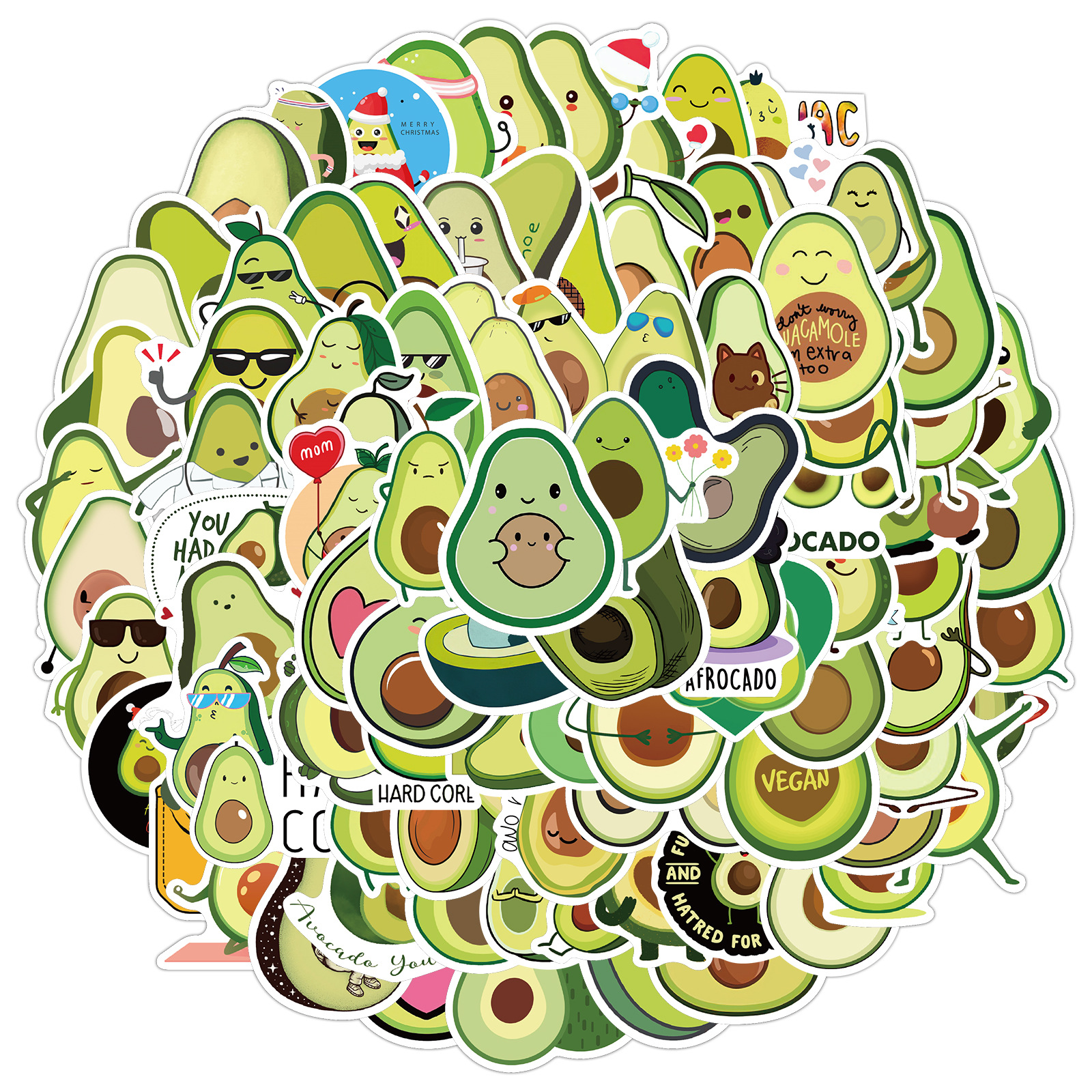 

100 PCS Mixed Cartoon green avocado Graffiti Skateboard Stickers For Car Laptop Pad Bicycle Motorcycle PS4 Phone Luggage Decal Pvc guitar Fridge, Multi colors