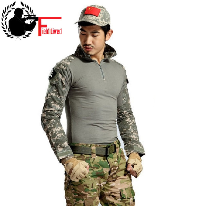 

US Army Camouflage Military Combat Shirt Multicam Uniform Militar Shirts ACU Paintball Swat Male Tactical Clothes Combat active 210518