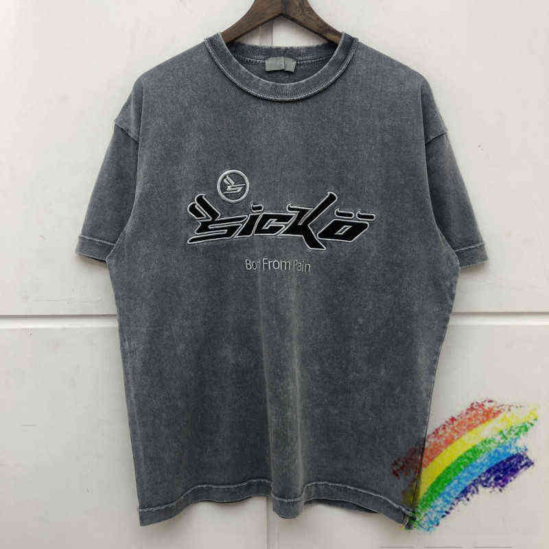 

Embroidery Sicko T shirt Men Women Best Quality Nice Washed Heavy fabric Summer Style Tops Tee G1209