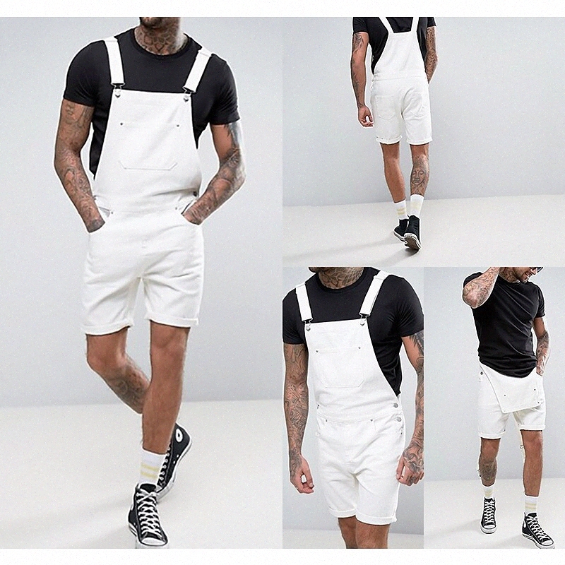 Men's Stylish Casual / Sporty Jeans Overalls Pocket Full Length Pants Daily Sports Micro-elastic Solid Color Comfort Breathable Mid Waist White