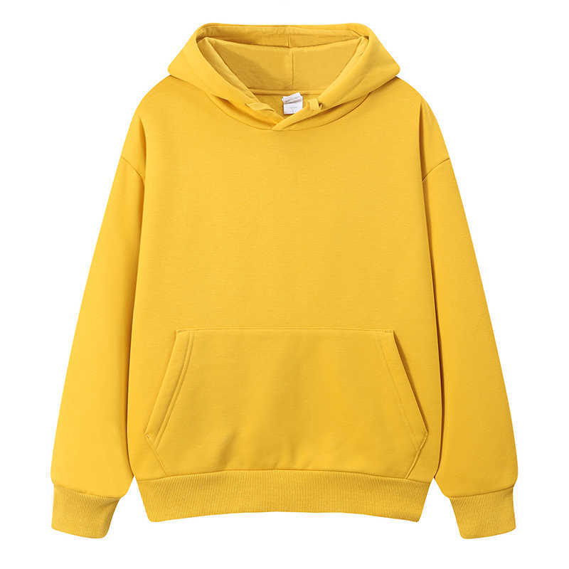 

LY VAREY LIN Autumn Winter Women Drawstring Pockets High Quality Casual Hooded Tops Oversize Cotton Sweatshirts 210526, Yellow