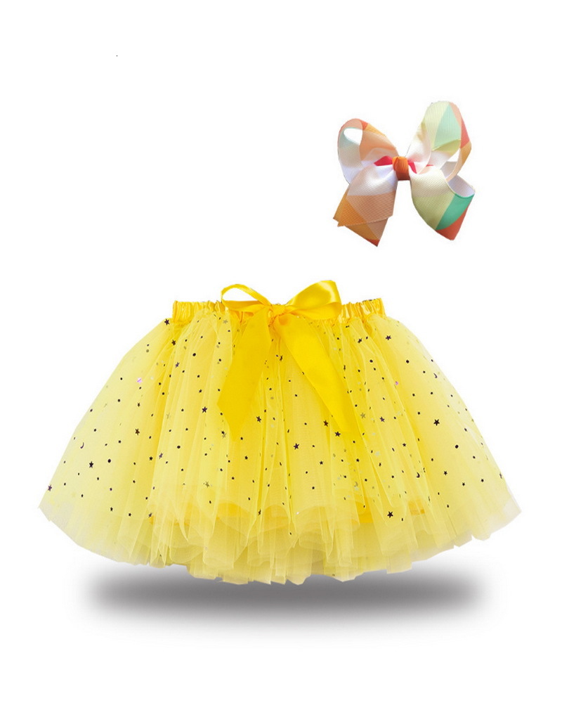 

Skirts Summer Children Girl Raiow Bow Starry Sky Tutu with Handwear Clothes E001 ORH8