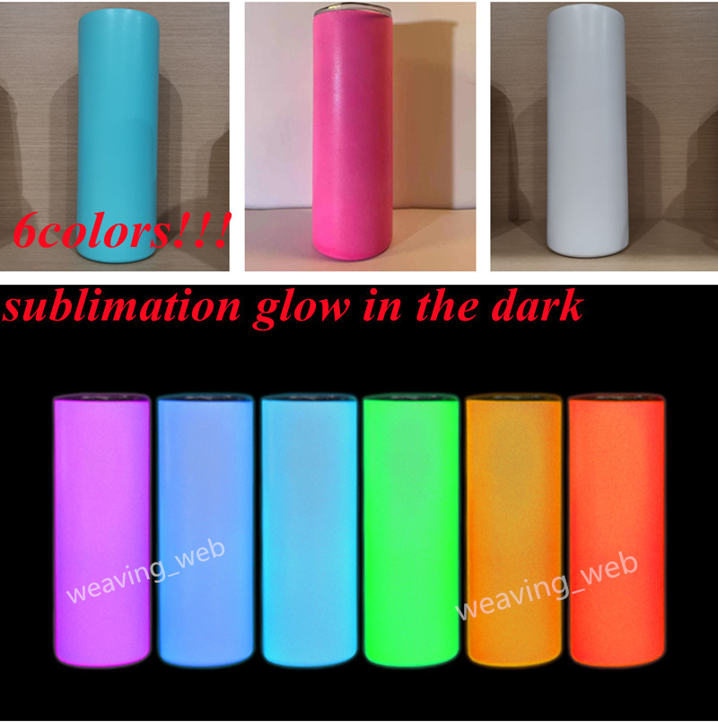 

sublimation DIY STRAIGHT tumblers 20oz glow in the dark tumbler with Luminous paint Luminescent magic skinny cup, Blank