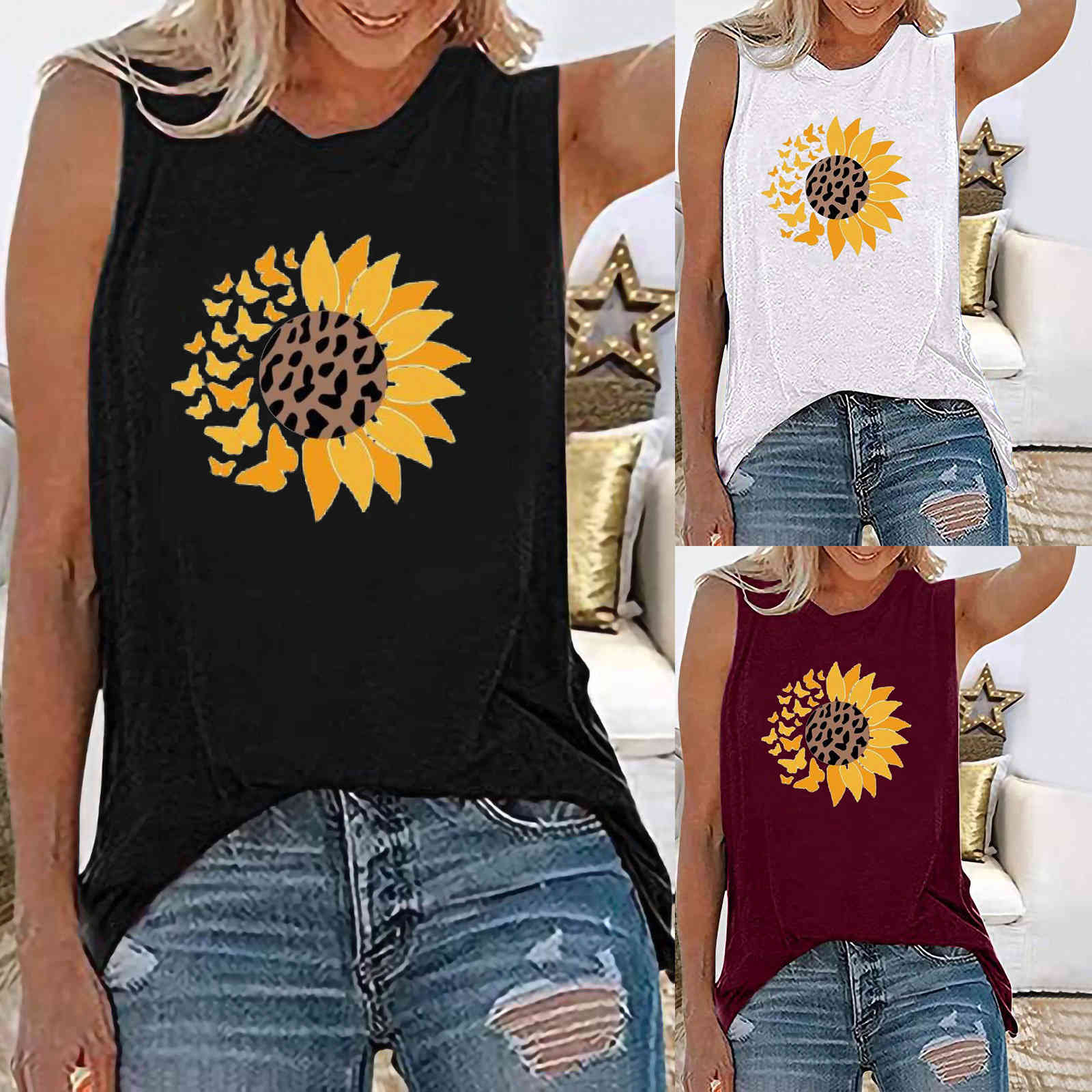 

2021 trend pullover men's and women's tank round neck art printing street trendsetter, White
