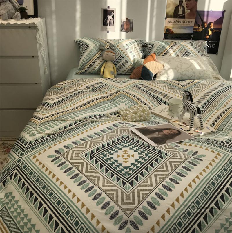 

Unusual Fashion Bohemian Bedding Set,modern Boho Cotton  Full Queen King Home Textile Bed Sheet Pillow Case Duvet Cover Sets, Picture color