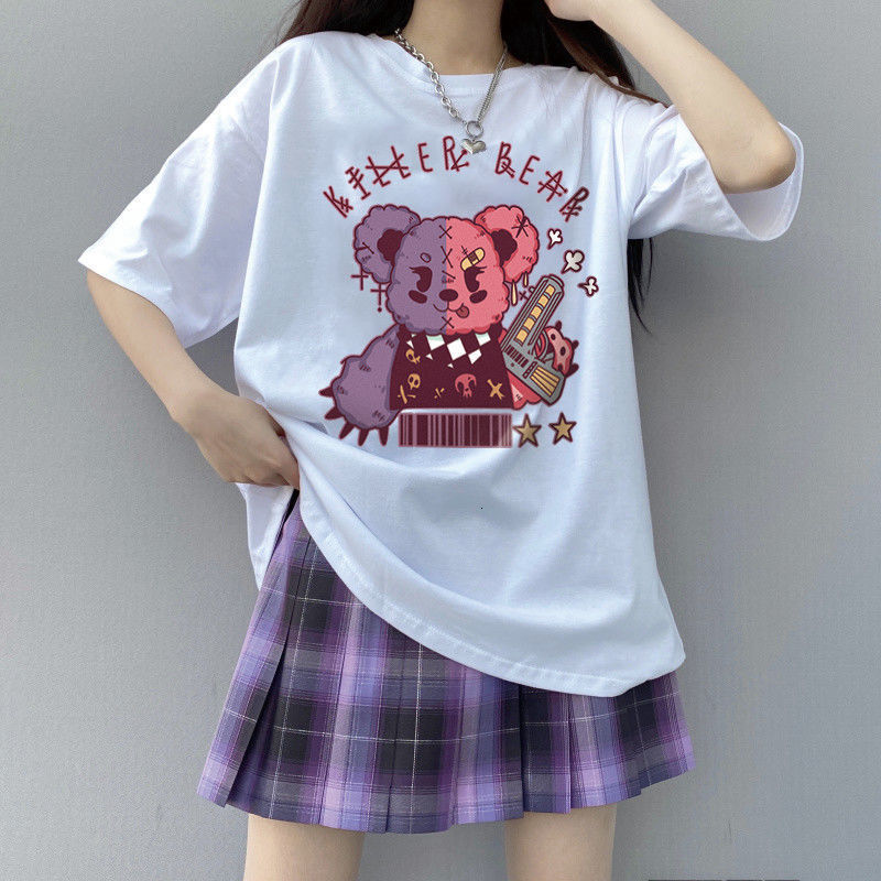 

t shirt cotton white short sleeve girl student loose harajuku half