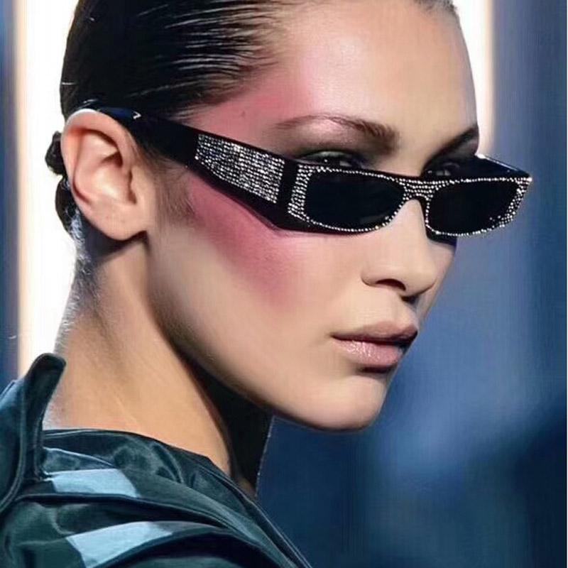 

Sunglasses Vintage Square Diamond Women 2021 Colorful Small Chic Shade Eyewear Sexy Red Pink Plastic Frame Glasses