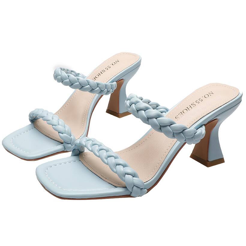 

Sexy Flat slides Lido Sandals Woven women slippers square mules shoes Ladies Wedding heels Dress 3 color High Quality, Bronze