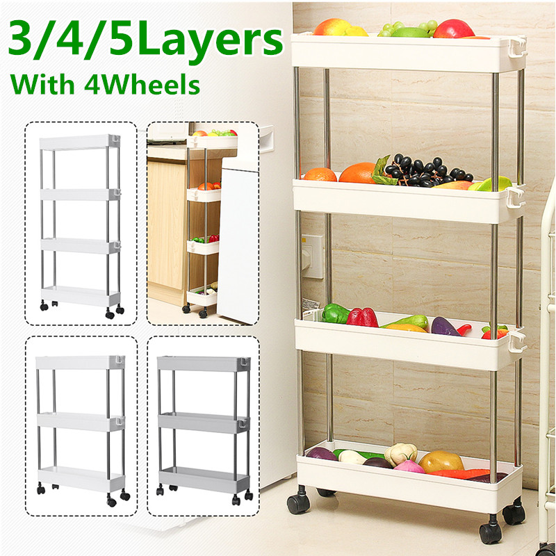

2/3/4 ayer Gap Kitchen Storage Rack Sim Side Tower Movabe Assembe Pastic Bathroom Shef Whees Space Saving Organizer