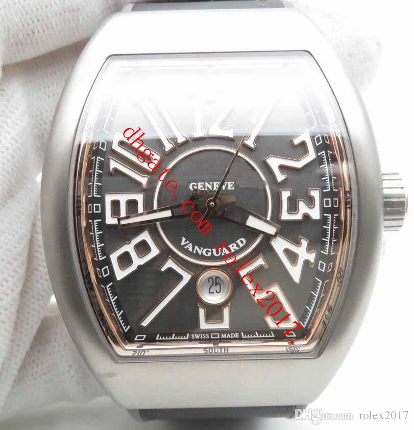 

Super Mens Topselling Top Quality watches Vanguard V45 GF Factory Asia 2824 Grey Silver Dial with Exploded Numerals Automatic movement Watch, Black