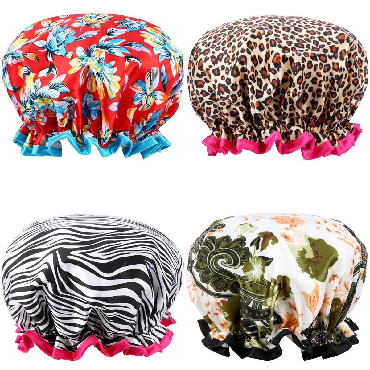 

Fashion Shower Cap Waterproof Bath Hat Double Layer Women Supplies Printing Hair Cover Bathroom Accessories Shampoo Fume-proof Caps JY0643