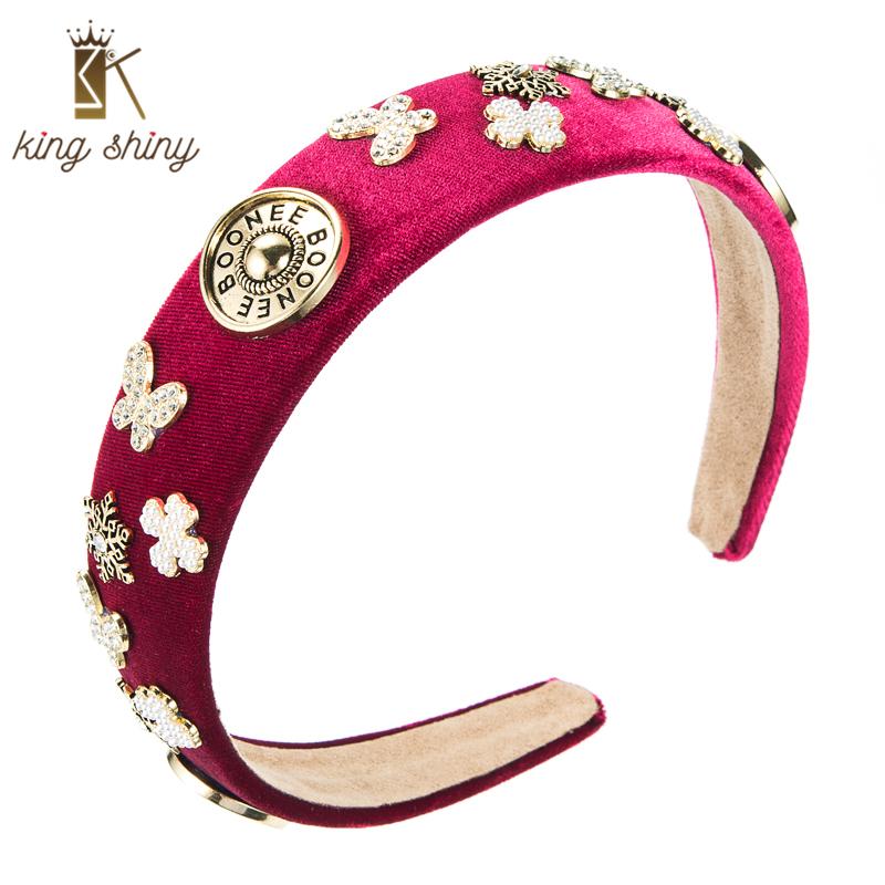 

Hair Clips & Barrettes King Shiny Vintage Baroque Rhinestone Butterfly Headband Elegant Imitation Pearl Cross Snow Flake Coin Hairband Girl, Golden;silver