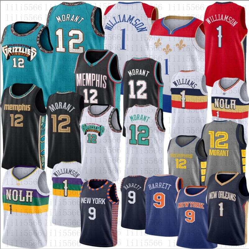 

New Basketball Ja 12 Morant Jersey Zion 1 Williamson rj 9 Barrett Jerseys, As