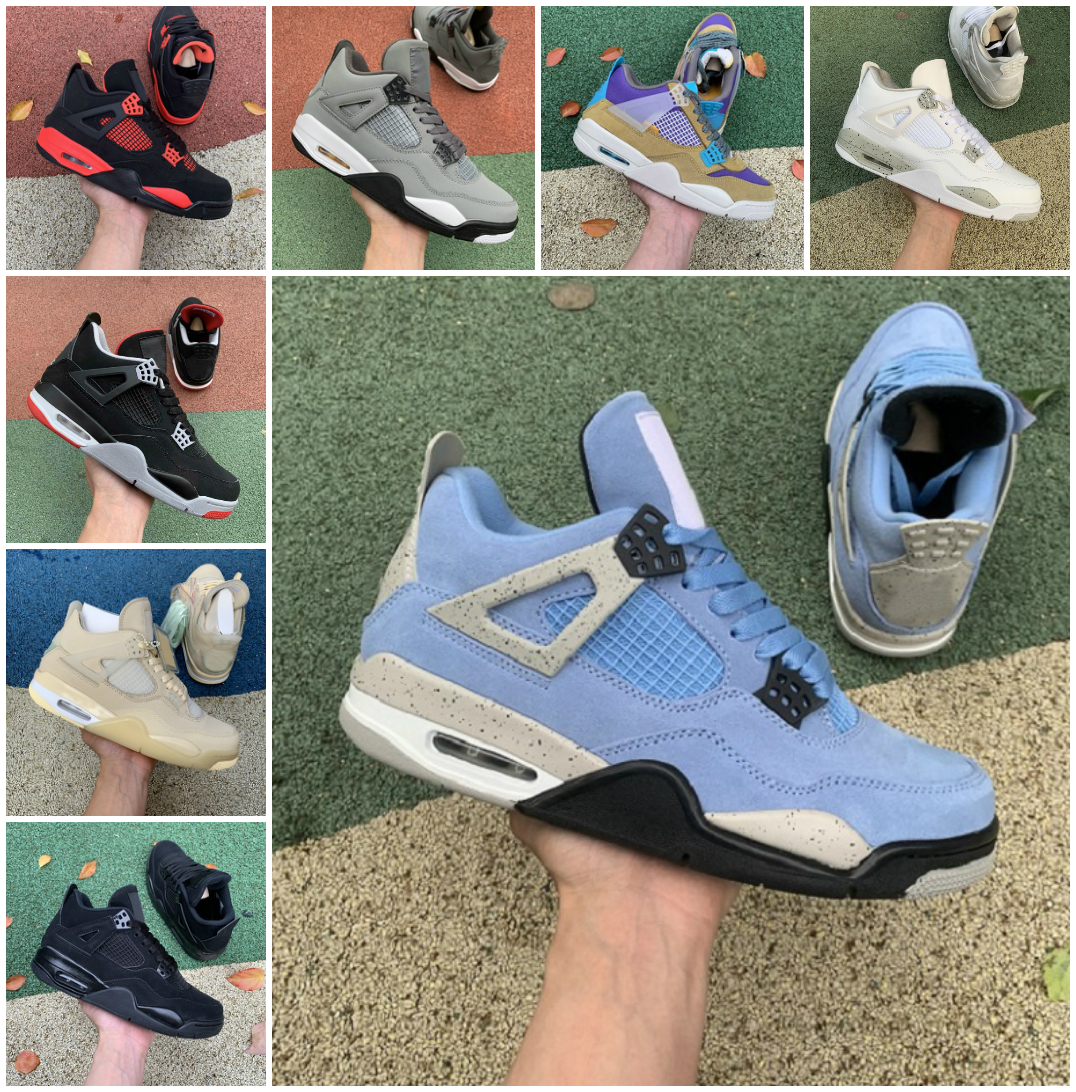 

2022 University Blue 4 4s Basketball Shoes Mens Cream Sail White Oreo Bred Union NOIR Jumpman Red Thunder Taupe Haze What The Black Cat Cement Cool Grey Men Sneakers, Bubble package bag