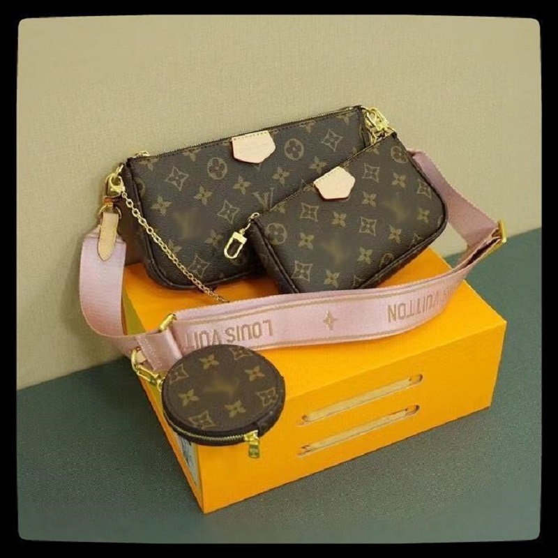 

LV LOUIS Fashion ONTHEGO VITTON 3 piece set MULTI POCHETTE ACCESSORIES handbags Purses Lady Tote Bag Coin Purse Three Item VUTTONHW