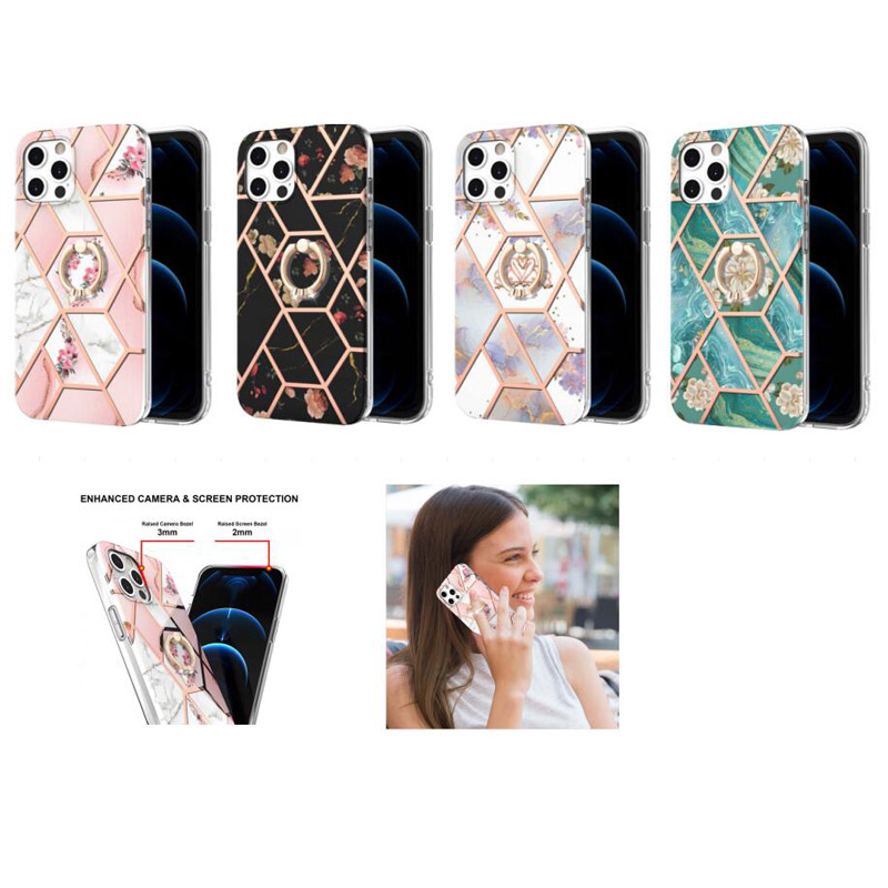 

Metal Finger Ring Holder Soft TPU Cases For Iphone 13 Pro Max 12 11 XR XS X 8 7 Samsung S21 Plus Ultra FE Geometric Marble 2.0mm IMD Bling Natural Granite Stone Rock Cover, Pls let us know the designs u want