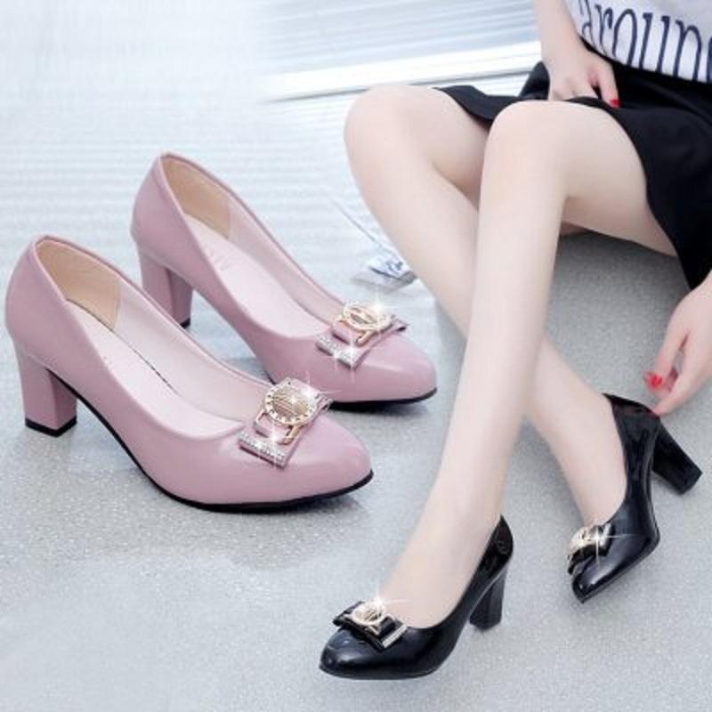 

Spring And Autumn Shallow Mouth All-match Garden Head Professional High Heels Dress Shoes, Black