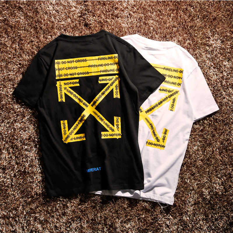 

Men's T-shirt Street Summer New American Fashion Arr Yell Cordon Short Sleeve for Men and Women, White;black