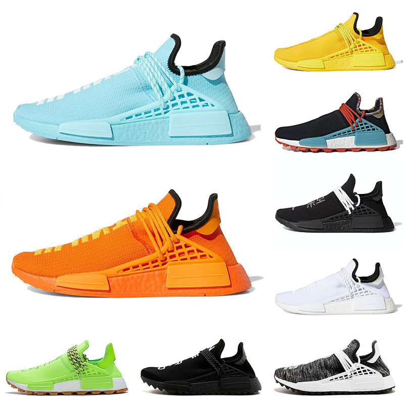 

High Quality Extra eye hu pharrell williams mens running shoes nmd human race chocolate dash green solar pack women men trainers outdoor sports sneakers, # white black 36-47