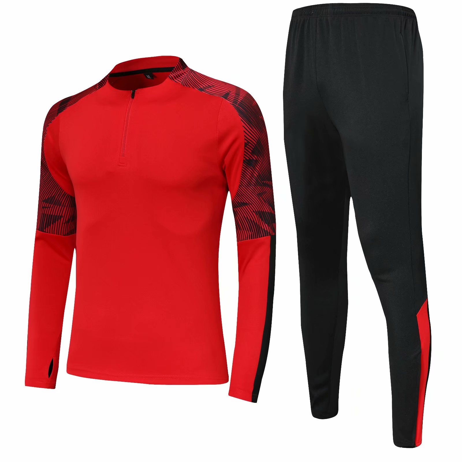 

#B01 Can be customized soccer Tracksuit Track kit running jacket chandal training suits sports wear And trousers, Black