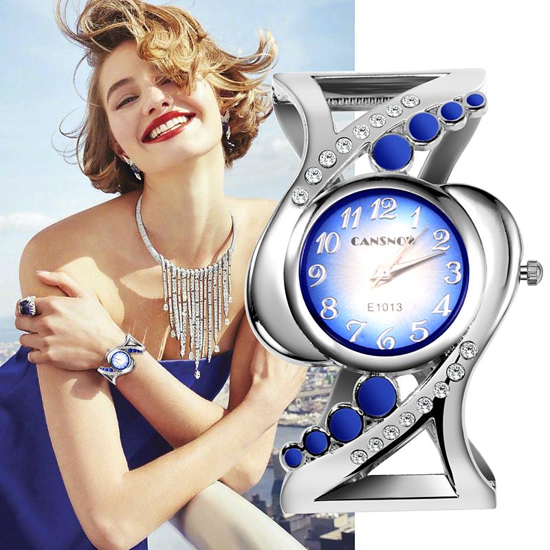 

Wristwatches Women Watch Winter Design Band Ladies Bangle Wristwatch Crystal Quartz Lujo Reloj De Mujer Rhinestone Clock, White