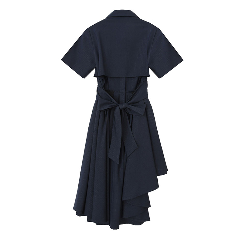 

Casual Dresses Undesirable black dress, Korean fashion, female summer, casual, short waist, lapel, sleeve, medium length, AXM1, 1# shoe box