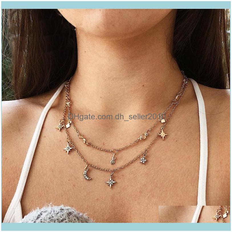 

& Pendants Jewelryboho Star Moon Multi Layer Pendant Necklace For Women Bohemian Flower Necklaces Vintage Fashion Collar Costume Jewelry Cho